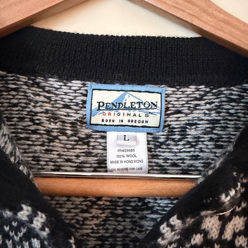 Pendleton Black And Red Patterned Sweater - image 3